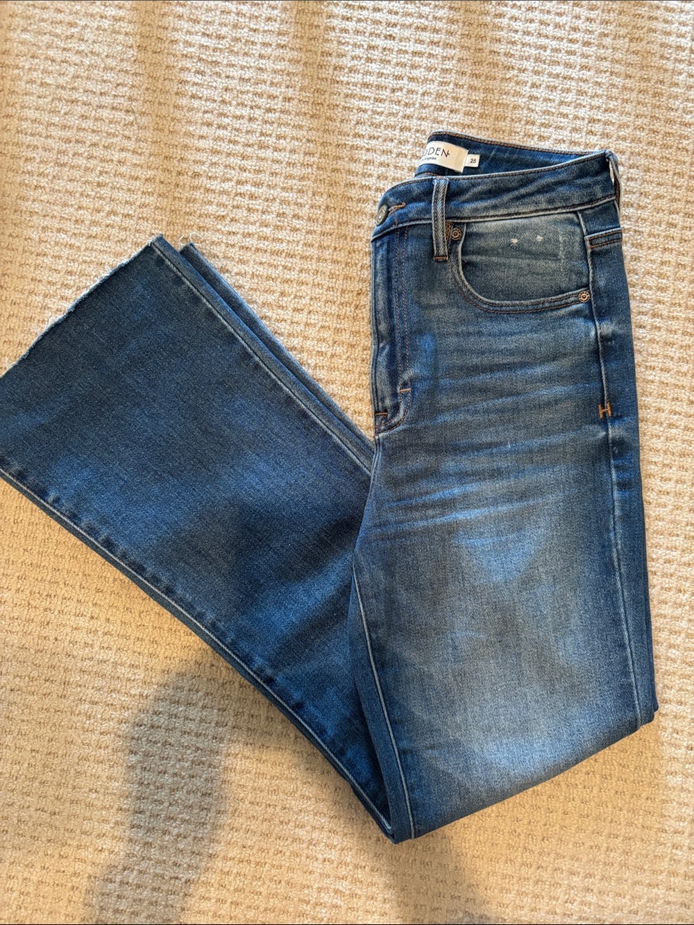 Mid-Blue Flare Jeans for Women - High Rise Wide Leg